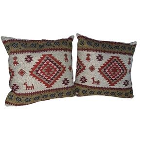 Aztec Navajo print pair two large accent pillows